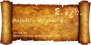 Rajtár Árpád névjegykártya